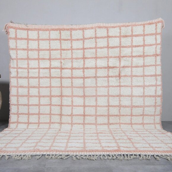 Coral Lattice - Handwoven wool rug- Authentic Craftsmanship-10ftx8ft - Picture 1 of 8